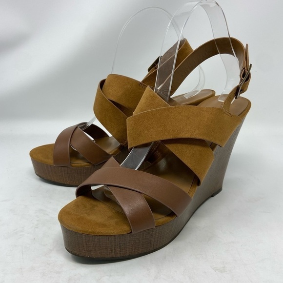 Indigo Rd. Karla Brown Open Toe Slingback Wedges - Picture 2 of 13